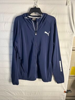 Puma Men’s Navy Blue Full-Zip Hooded Performance Jacket